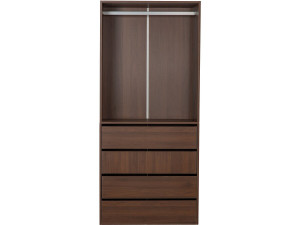 Schrank mit 4 Schubladen und 1 Garderobe "Opera" - 80 x 45 x 180 cm - Braun