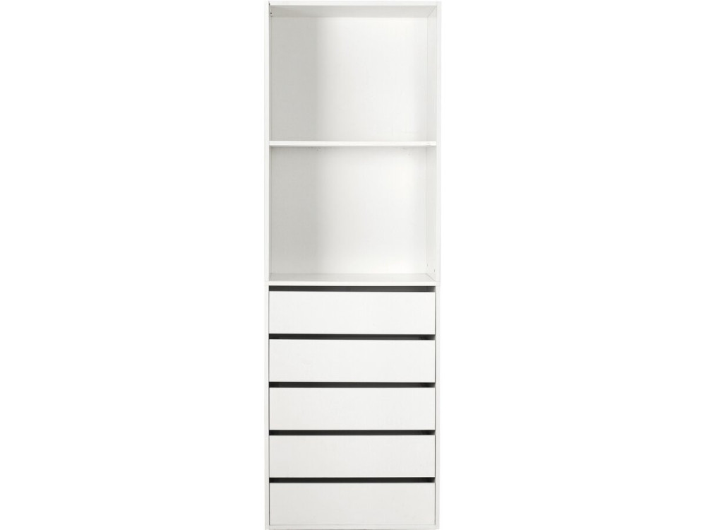 Schrank mit 5 Schubladen und 2 Regalen "Opera" - 60 x 45 x 180 cm - Weiß