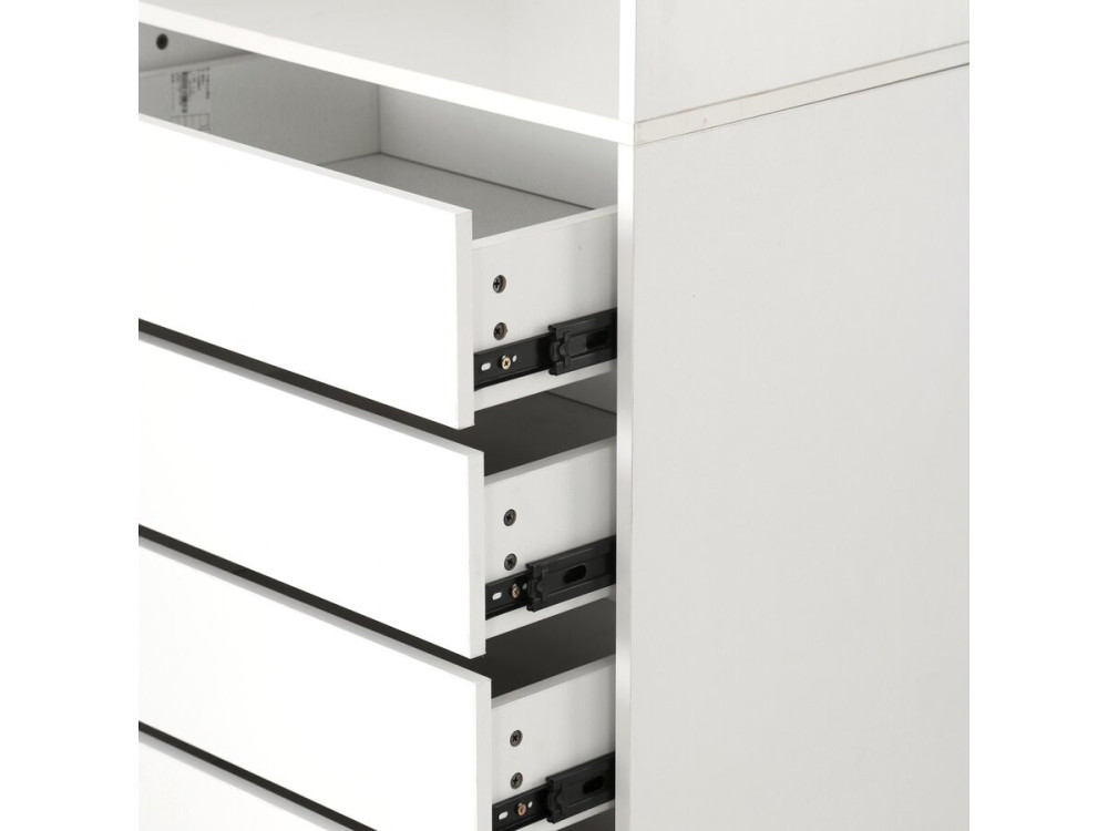Schrank mit 5 Schubladen und 2 Regalen "Opera" - 60 x 45 x 180 cm - Weiß