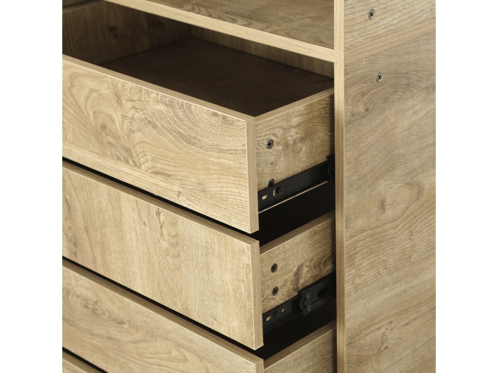 Schrank mit 5 Schubladen und 2 Regalen "Opera" - 60 x 45 x 180 cm - Beige