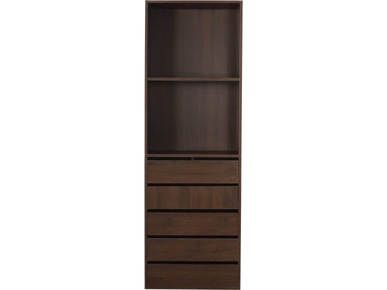 Schrank mit 5 Schubladen und 2 Regalen "Opera" - 60 x 45 x 180 cm - Braun