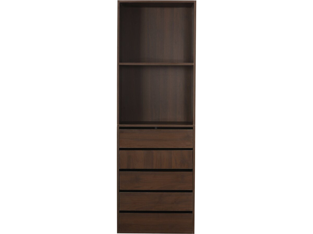 Schrank mit 5 Schubladen und 2 Regalen "Opera" - 60 x 45 x 180 cm - Braun