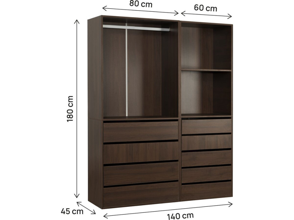 Modulares Ankleideset "Opéra" - 2 Elemente - Braun