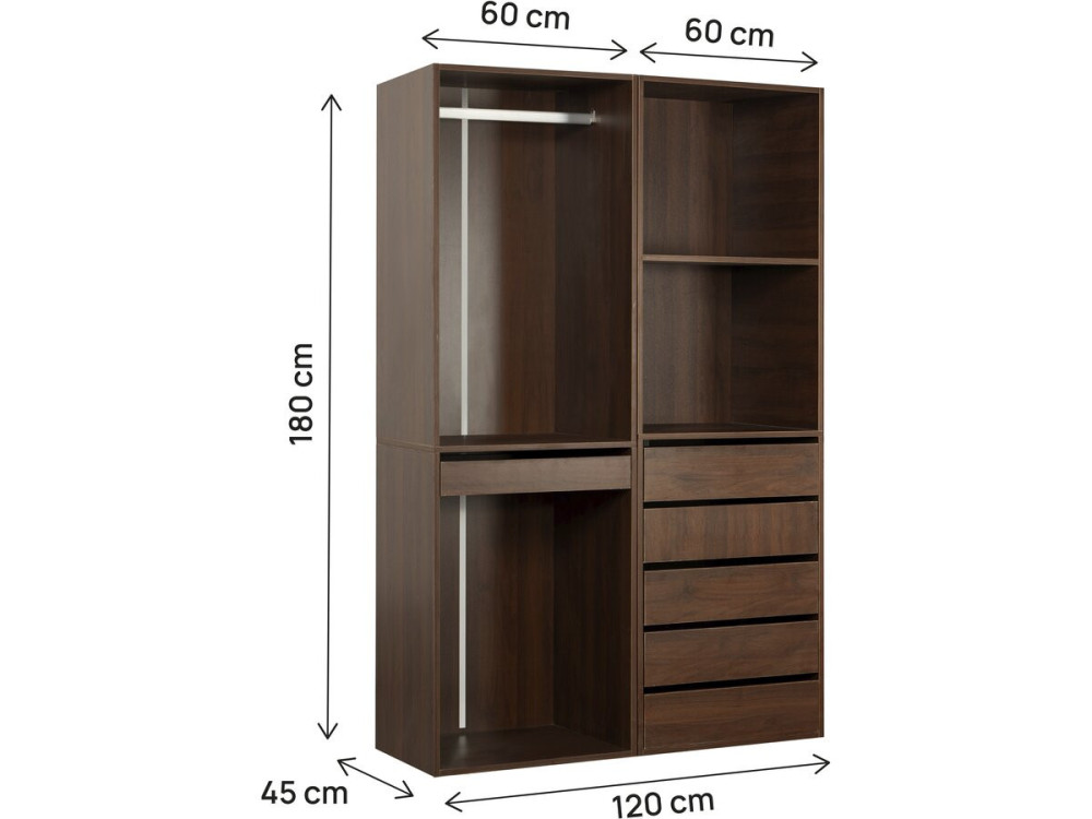 Modulares Ankleideset "Opéra" - 2 Elemente - Braun