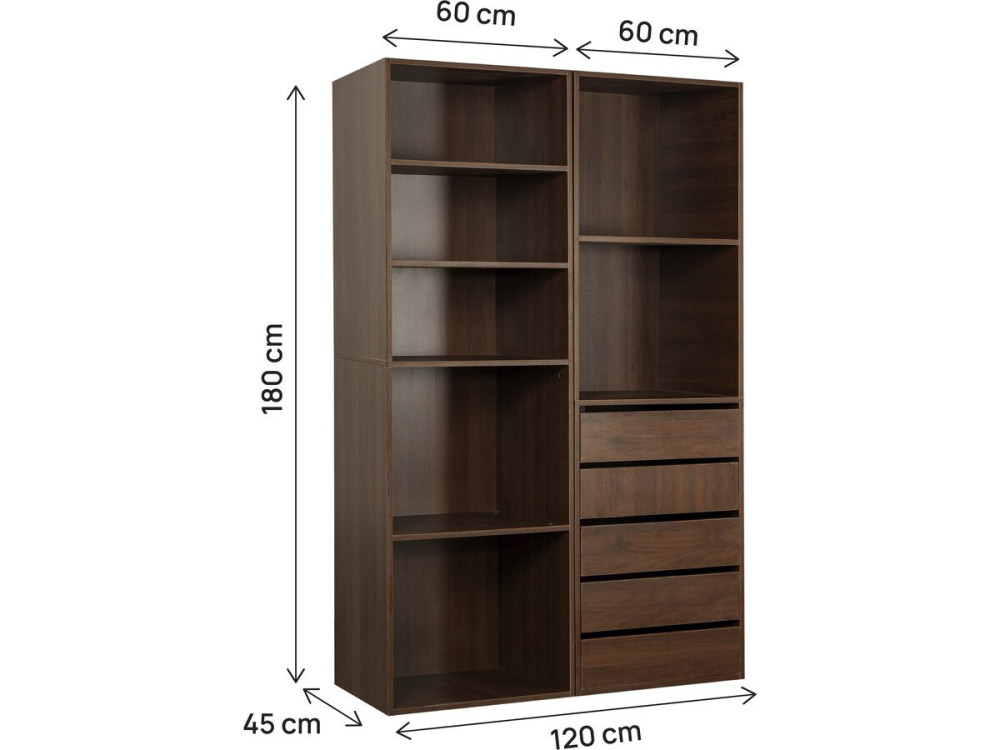 Modulares Ankleideset "Opéra" - 2 Elemente - Braun
