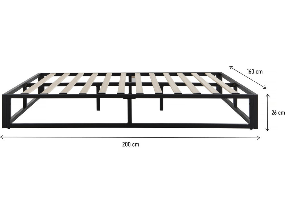 Bettgestell aus Metall 160 x 200 cm  - Schwarz