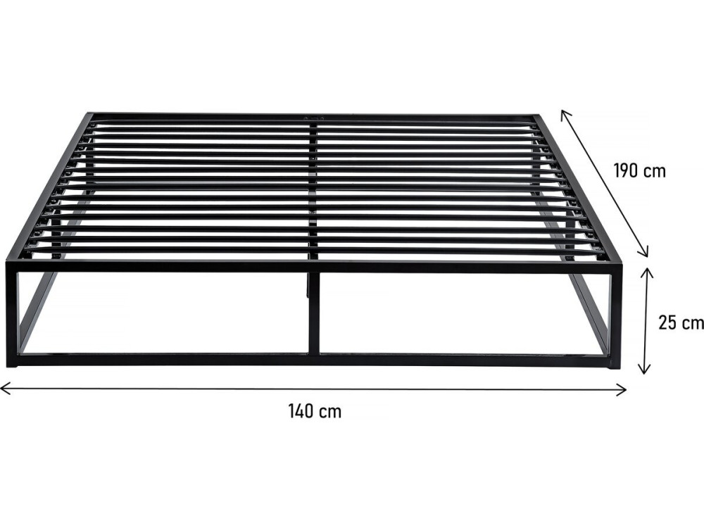 Bettgestell aus Metall 140 x 190 cm  - Schwarz