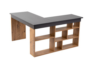 Holzschreibtisch "Vesper" - 130 x 120 x 72 cm - AnthrazitAtlantische Kiefer