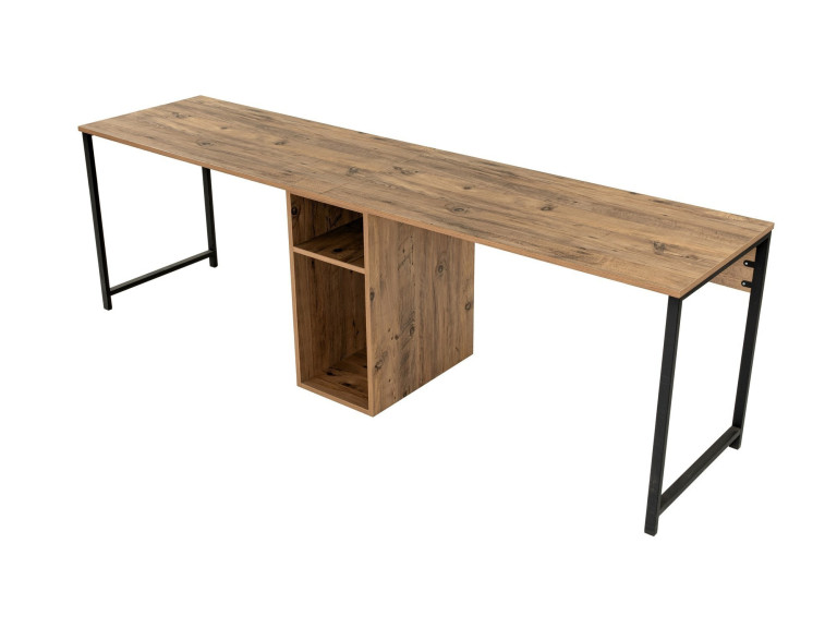 Schreibtisch „Twin Study Desk“ aus Holz – 240 x 60 x 74 cm – Schwarze Atlantische Kiefer