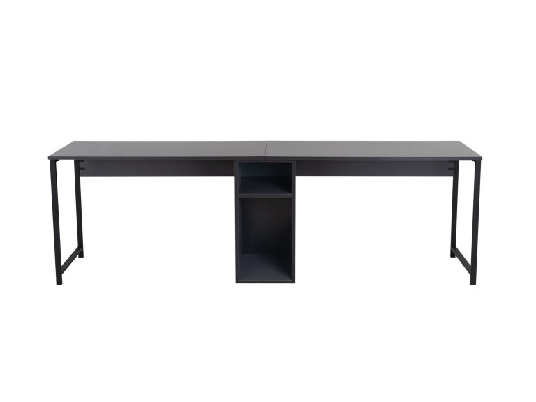 Schreibtisch „Twin Study Desk“ aus Holz – 240 x 60 x 74 cm – Anthrazit/Schwarz