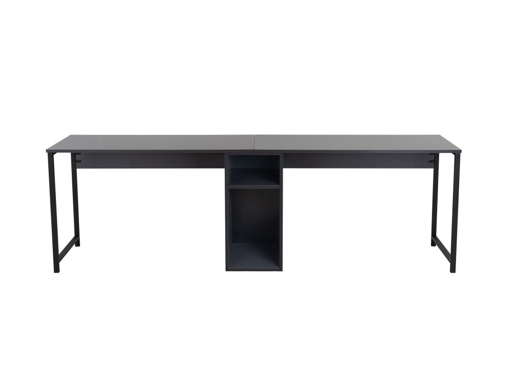 Schreibtisch „Twin Study Desk“ aus Holz – 240 x 60 x 74 cm – Anthrazit/Schwarz