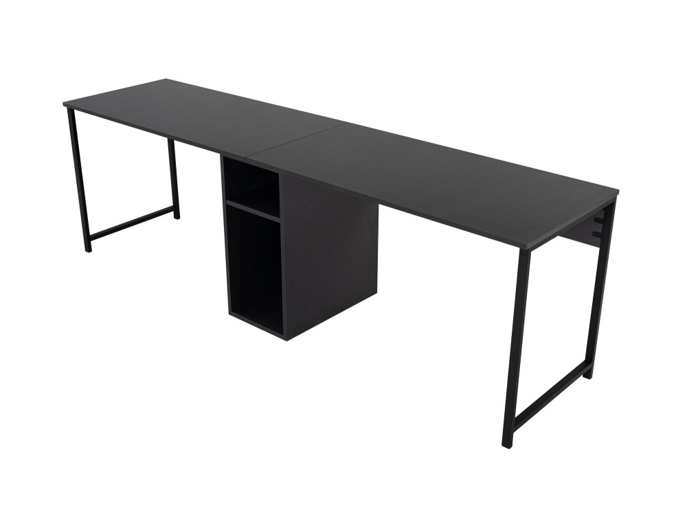 Schreibtisch „Twin Study Desk“ aus Holz – 240 x 60 x 74 cm – Anthrazit/Schwarz