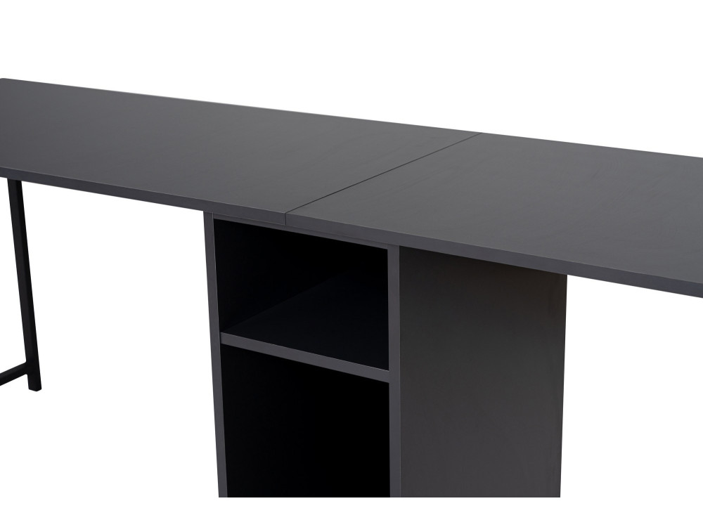 Schreibtisch „Twin Study Desk“ aus Holz – 240 x 60 x 74 cm – Anthrazit/Schwarz