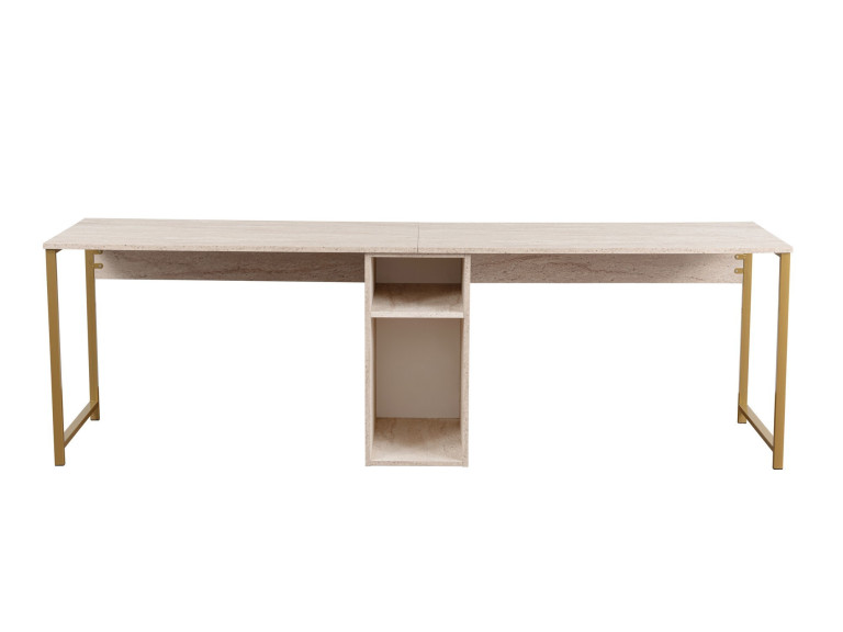 Schreibtisch „Twin Study Desk“ – 240 x 60 x 74 cm – Travertin Gold