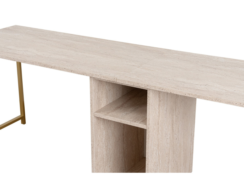 Schreibtisch „Twin Study Desk“ – 240 x 60 x 74 cm – Travertin Gold