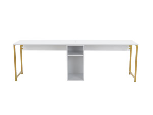 Schreibtisch „Twin Study Desk“ aus Holz – 240 x 60 x 74 cm – Goldweiß
