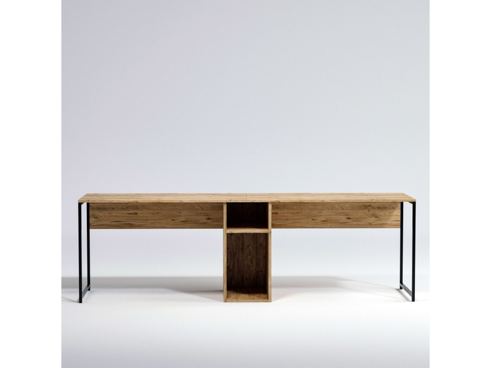 Schreibtisch aus Holz „Ikili Calisma“ – 240 x 60 x 74 cm – Schwarze Atlantische Kiefer