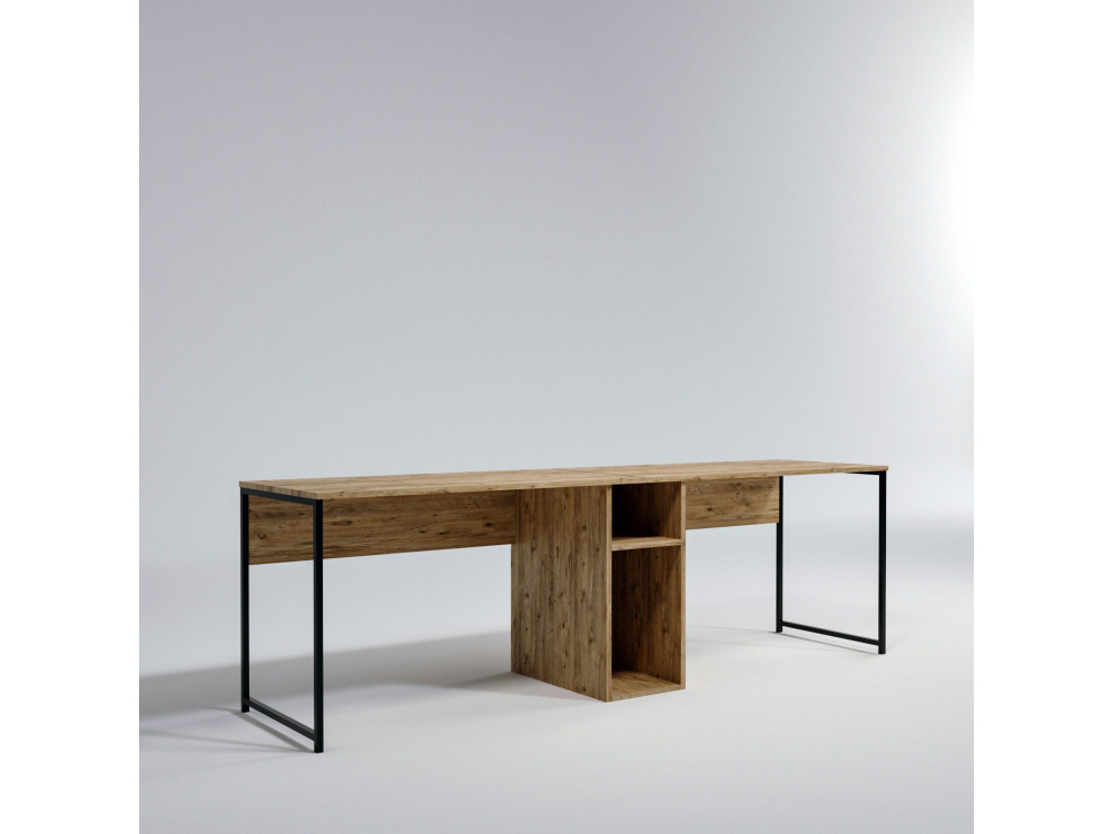 Schreibtisch aus Holz „Ikili Calisma“ – 240 x 60 x 74 cm – Schwarze Atlantische Kiefer