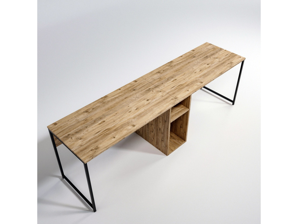 Schreibtisch aus Holz „Ikili Calisma“ – 240 x 60 x 74 cm – Schwarze Atlantische Kiefer