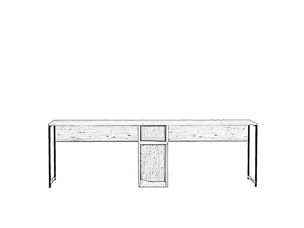 Schreibtisch aus Holz „Ikili Calisma“ – 240 x 60 x 74 cm – Schwarze Atlantische Kiefer