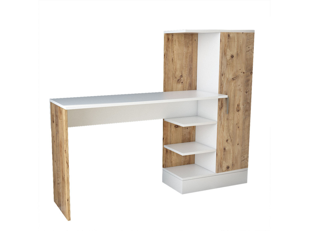 Holzschreibtisch "CT2" - 152 x 40 x 120 cm - Atlantikkiefer Weiß