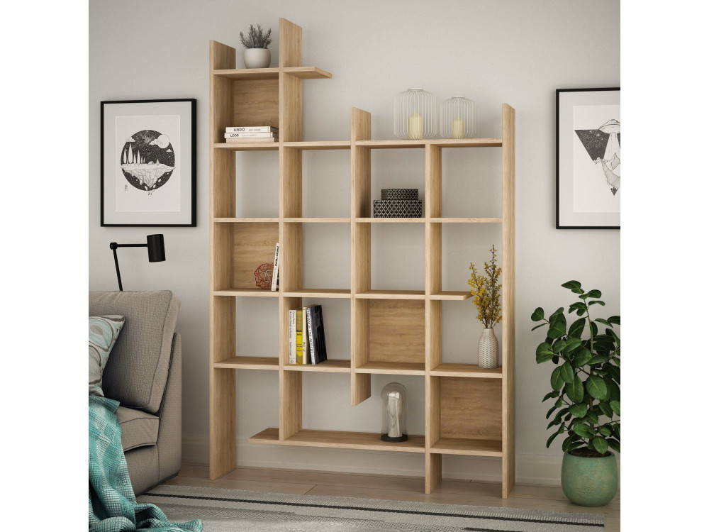 Holz-Bücherregal "Manco" - 122 x 25 x 188 cm - Eiche