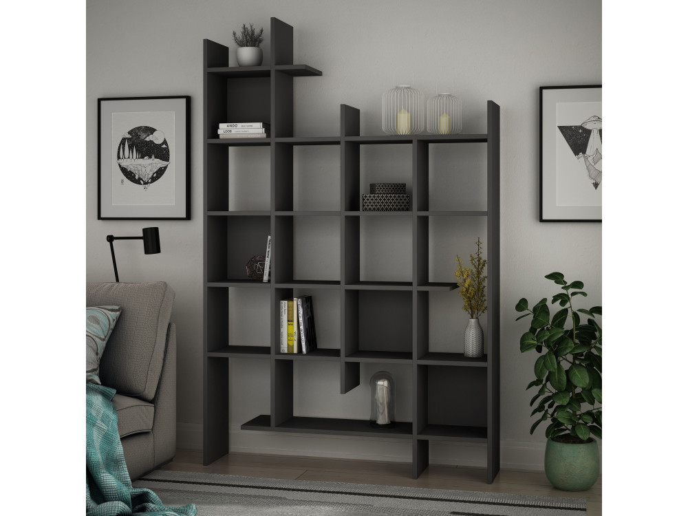 Holz-Bücherregal "Manco" - 122 x 25 x 188 cm - Anthrazit