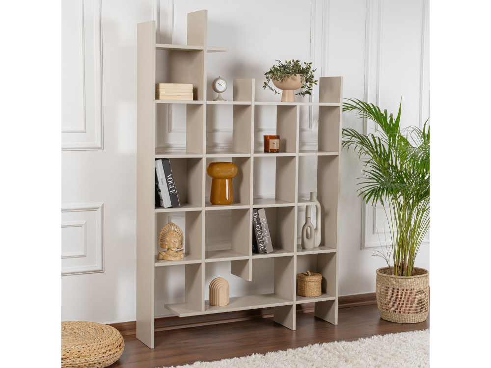 Bücherregal aus Holz "Manco" - 122 x 25 x 188 cm - Sandstein