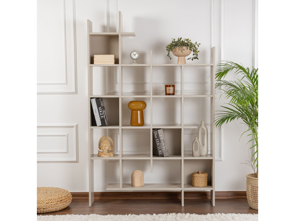 Bücherregal aus Holz "Manco" - 122 x 25 x 188 cm - Sandstein
