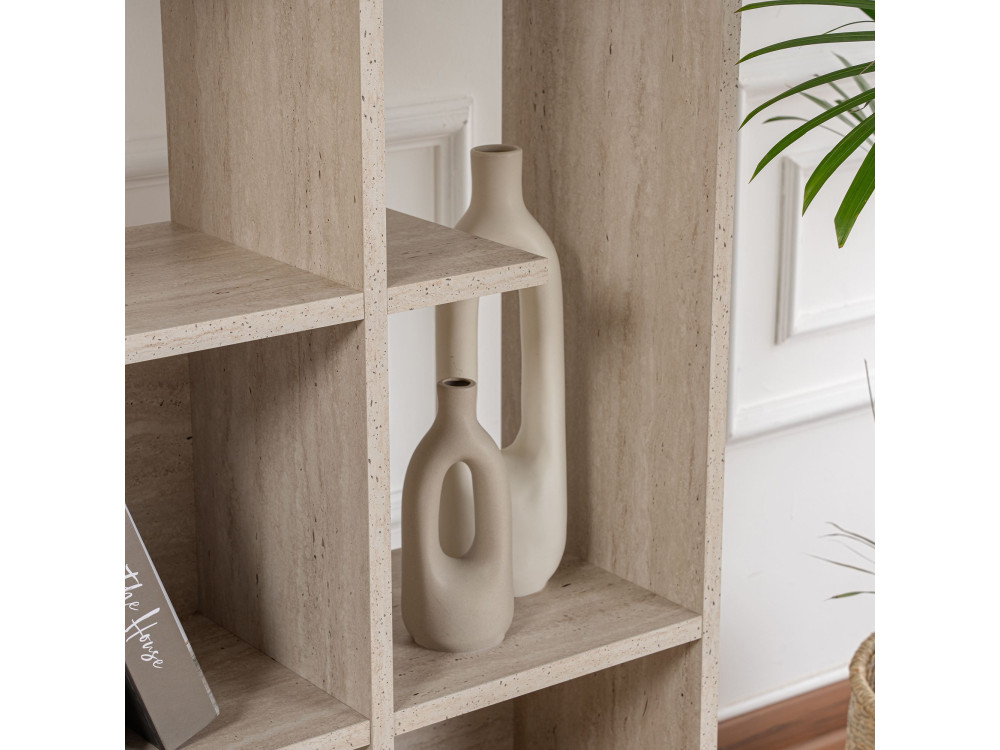 Bücherregal aus Holz "Manco" - 122 x 25 x 188 cm - Travertin