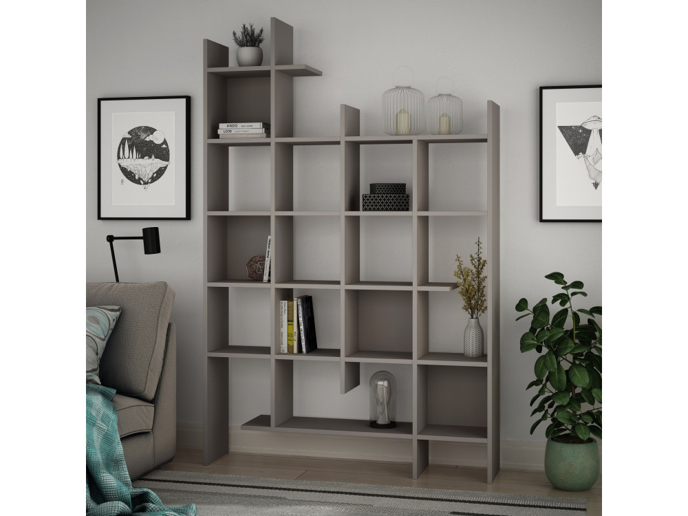 Holz Bücherregal "Manco" - 122 x 25 x 188 cm - Helles Mokka