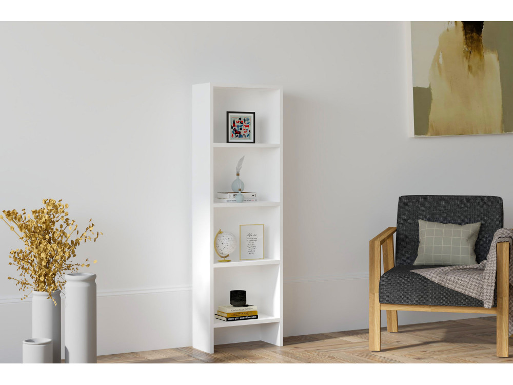 Bücherregal aus Holz "Barkin" - 40 x 19 x 150 cm - Weiß