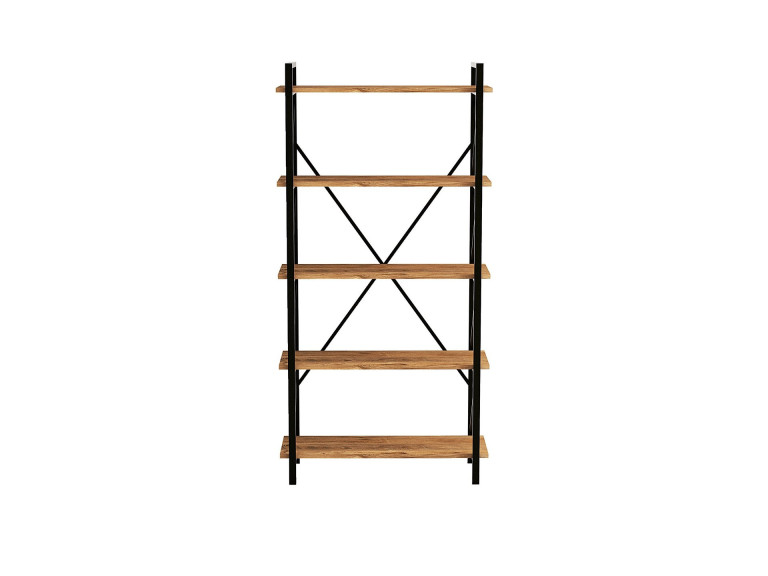 Bücherregal „Nero“ aus Holz – 90 x 33 x 180 cm – Schwarze atlantische Kiefer