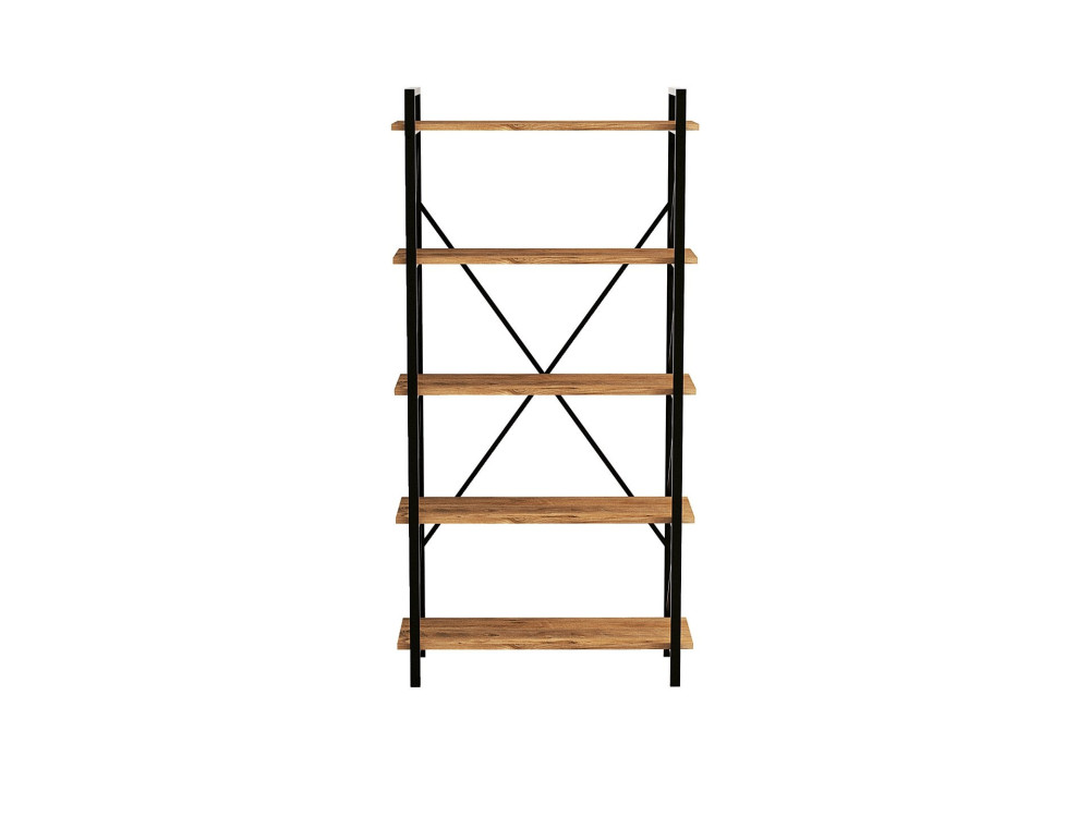 Bücherregal „Nero“ aus Holz – 90 x 33 x 180 cm – Schwarze atlantische Kiefer