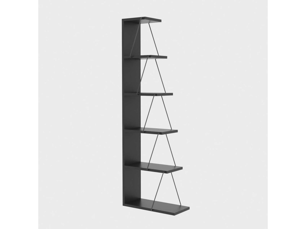 Holz Bücherregal "Melinos" - 50 x 22 x 150 cm - Anthrazitgrau