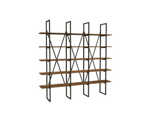 Bücherregal aus Holz "Beylerbeyi" - 160 x 26 x 160 cm - WalnussSchwarz