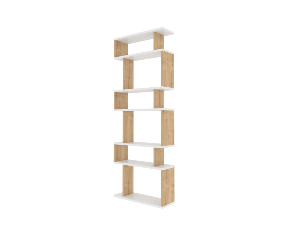 Holz Bücherregal "Bates" - 60 x 19 x 160 cm - Weiße Eiche