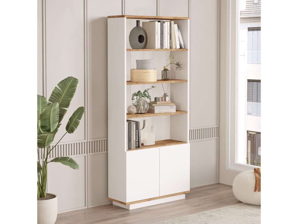 Holz Bücherregal "FR16" - 75 x 26 x 168 cm - Atlantisches KiefernholzWeiß