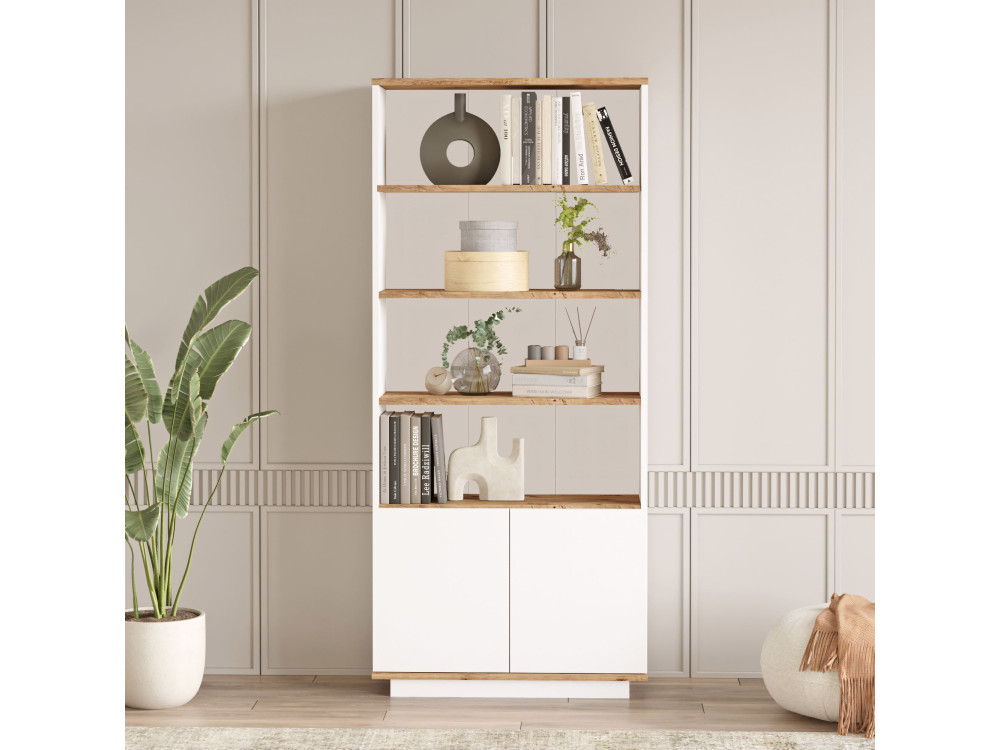 Holz Bücherregal "FR16" - 75 x 26 x 168 cm - Atlantisches KiefernholzWeiß