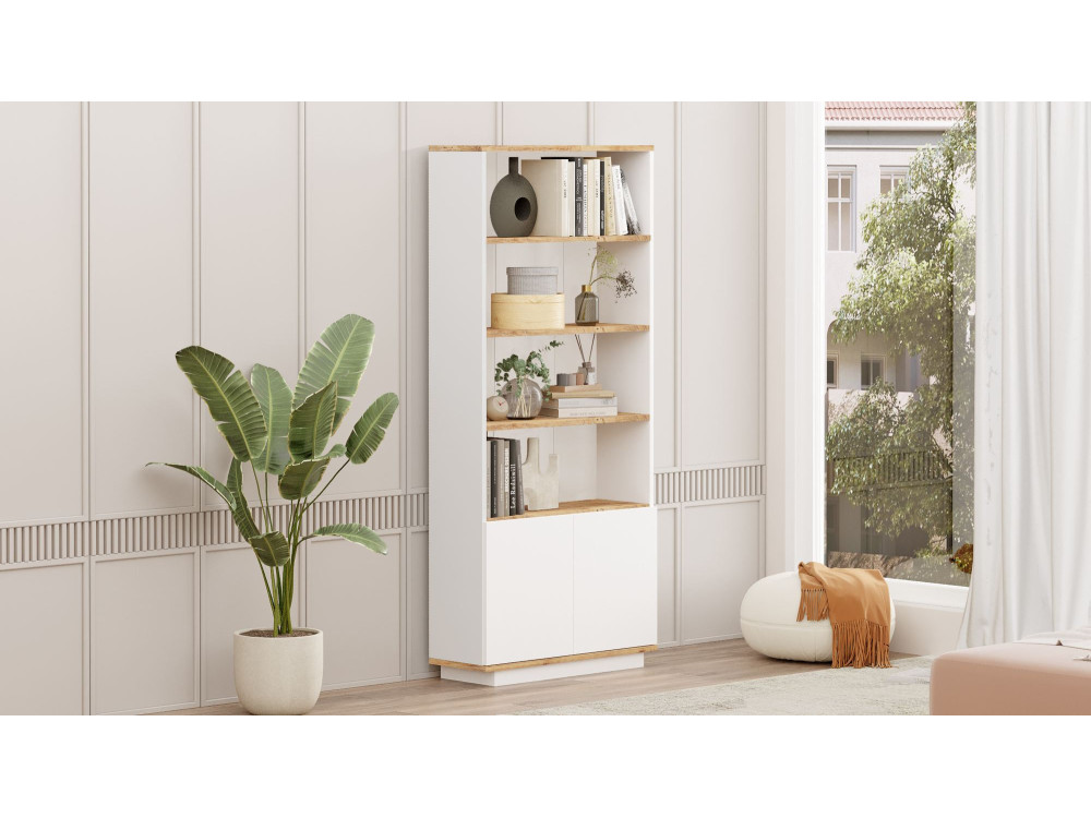 Holz Bücherregal "FR16" - 75 x 26 x 168 cm - Atlantisches KiefernholzWeiß
