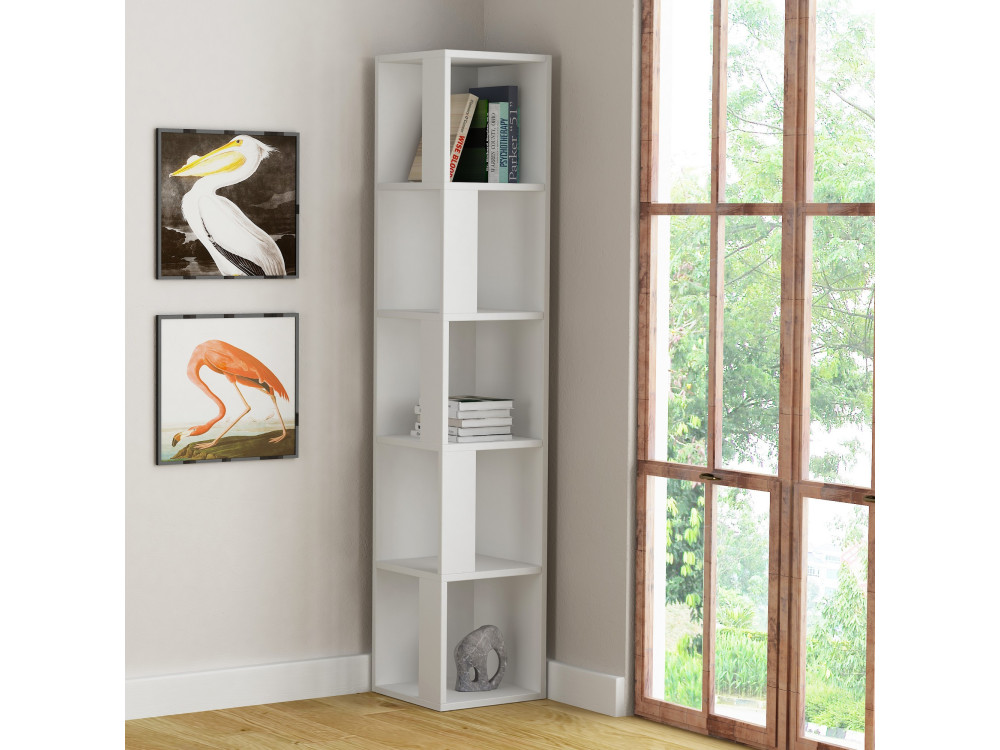 Holz Bücherregal "Piano" - 34 x 34 x 161 cm - Weiß