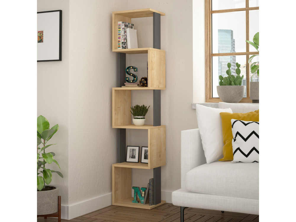 Bücherregal „Piri“ aus Holz – 35 x 30 x 161 cm – Sonoma-Eiche, Anthrazit