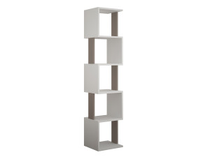 Bücherregal „Piri“ aus Holz  – 35 x 30 x 161 cm – Hellmokka, Weiß