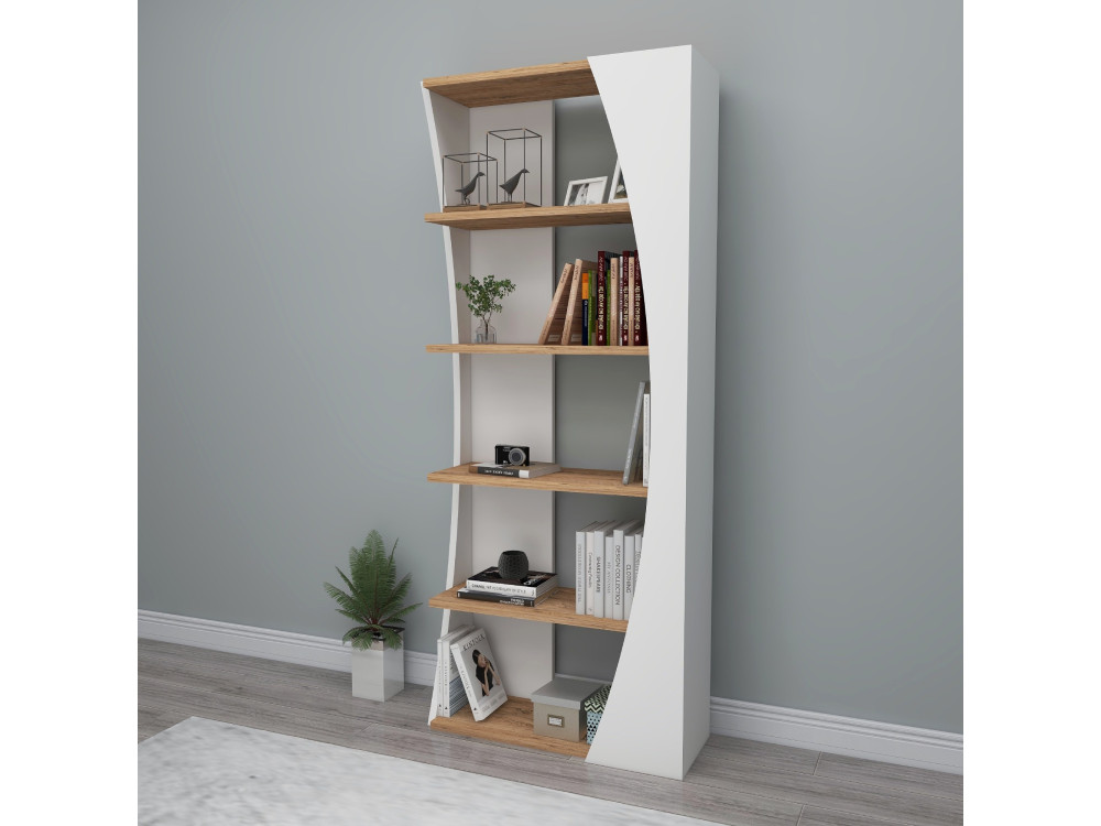 Bücherregal „Selge“ aus Holz – 63 x 23 x 150 cm – Atlantische Kiefer, Weiß