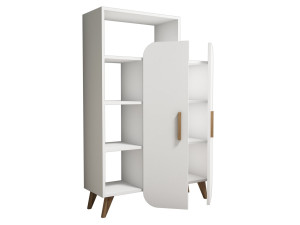 Möbelstück mit Holzregal "Form" - 90 x 32 x 132 cm - Weiß