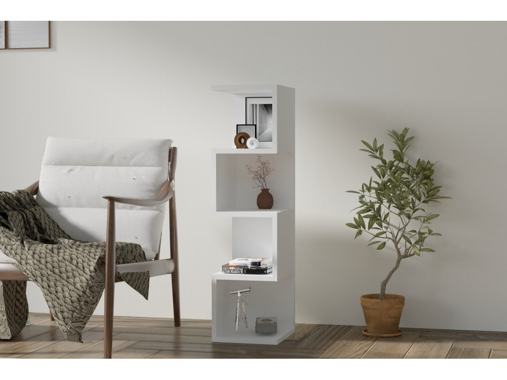 Bücherregal aus Holz "Alin" - 27 x 25 x 95 cm - Weiß