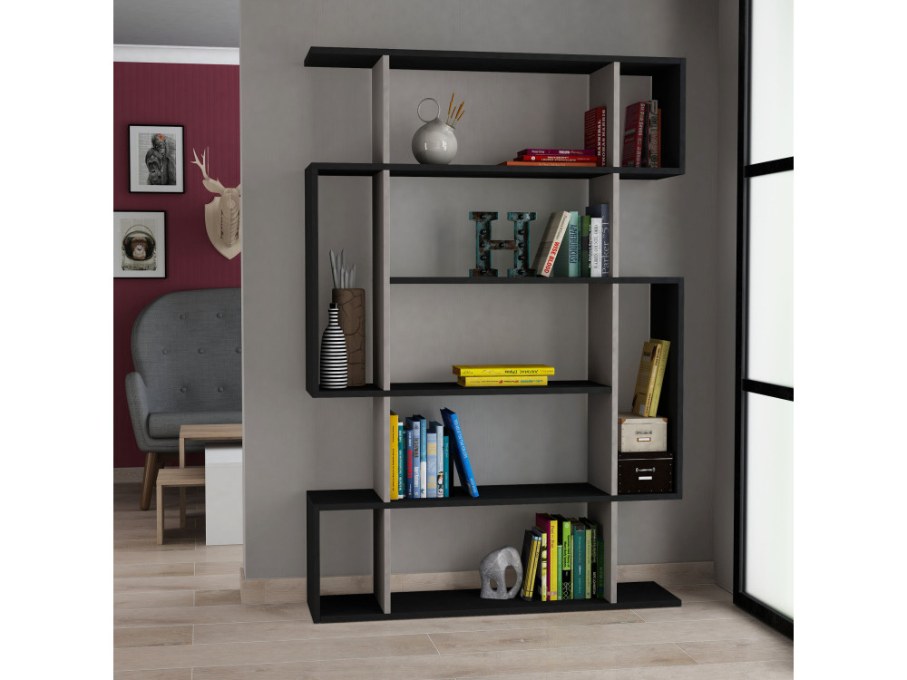 Holz Bücherregal "Mito" - 110 x 25 x 161 cm - Anthrazitgrau