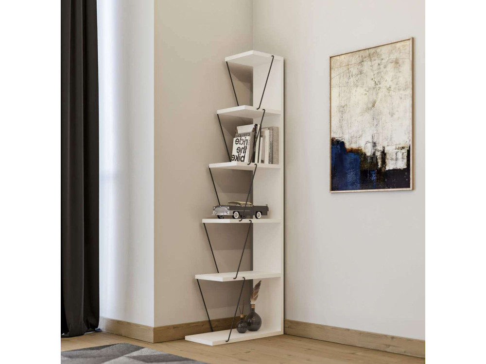 Holz Bücherregal "Ayder" - 50 x 22 x 150 cm - Weiß