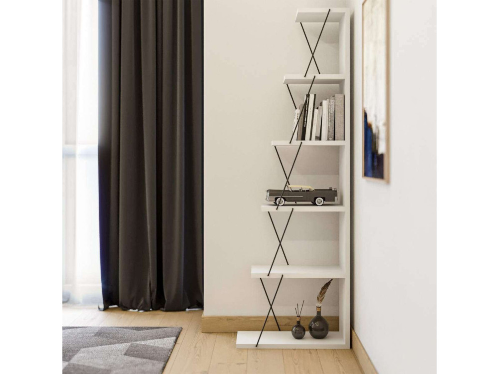 Holz Bücherregal "Ayder" - 50 x 22 x 150 cm - Weiß