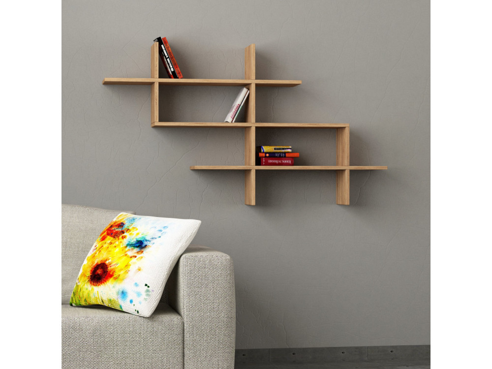 Bücherregal aus Holz "Halic" - 150 x 22 x 82 cm - Eiche